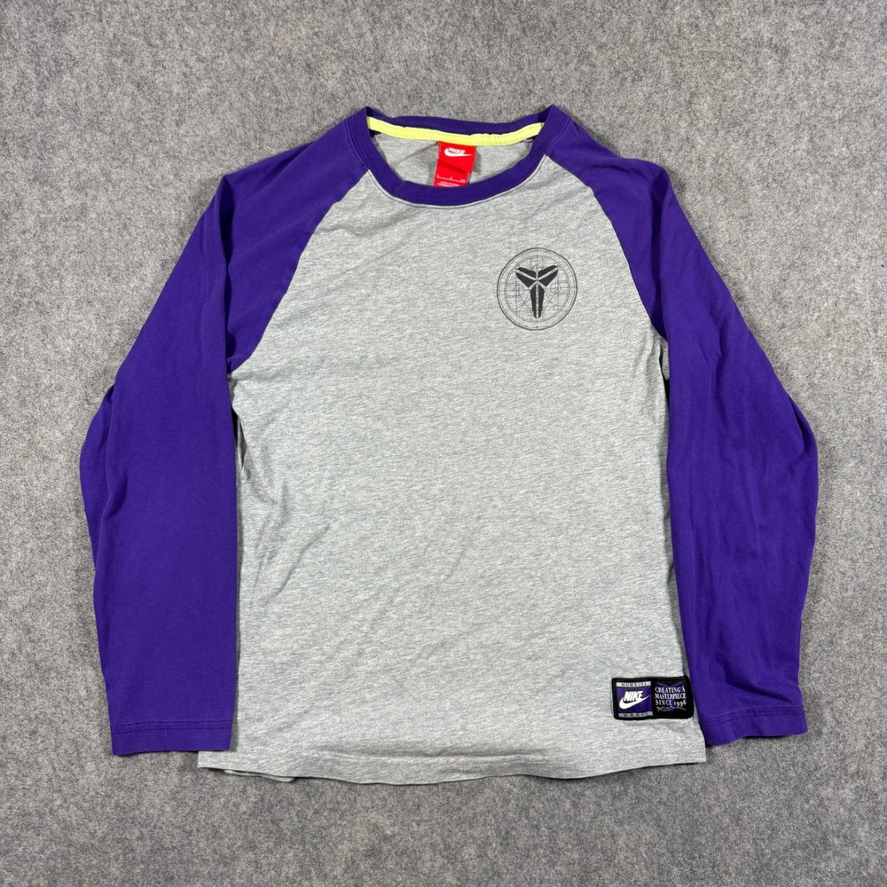 Nike Kobe Bryant Shirt Mens Small Grey Purple Masterpiece Raglan 604837-063